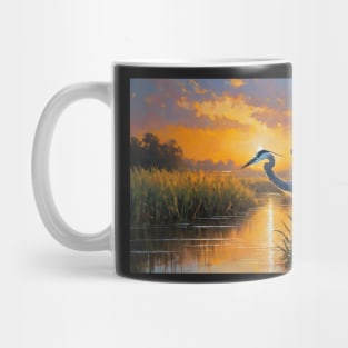 Blue Heron in a Marsh Mug